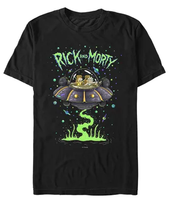 Fifth Sun Men's Rick and Morty Spaceship Takeoff Short Sleeve T-shirt