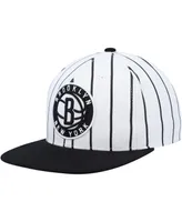 Men's Mitchell & Ness White Brooklyn Nets Hardwood Classics Pinstripe Snapback Hat