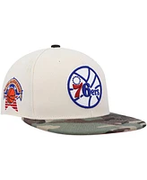 Men's Mitchell & Ness Cream, Camo Philadelphia 76ers Hardwood Classics 1976 Nba All-Star Game Off White Fitted Hat