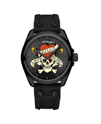 Ed Hardy Men's Matte Silicone Strap Watch 46mm