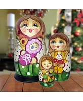 G.DeBrekht Little Baby Girl Matreshka Holiday Nesting Hand-Painted Doll, Set of 3