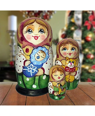 G.DeBrekht Little Baby Boy Matreshka Holiday Nesting Hand-Painted Doll, Set of 3