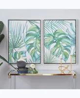 Canvas 2 Piece Coastal Leaves Framed Wall Art Set, 23.63" x 31.5"