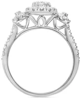 Diamond Triple Oval Cluster Ring (1/2 ct. t.w.) in 14k White Gold