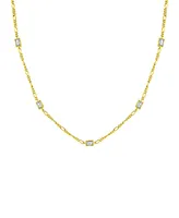 And Now This Cubic Zirconia Rectangle Stone Station Necklace