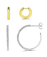 And Now This Duo Huggie Hoop and Pave Crystal Hoop Set of 2