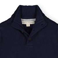 Hope & Henry Baby Boys Mock Neck Button Placket Sweater