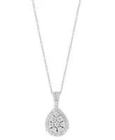 Effy Diamond Teardrop Halo Cluster 18" Pendant Necklace (3/4 ct. t.w.) in 14k White Gold