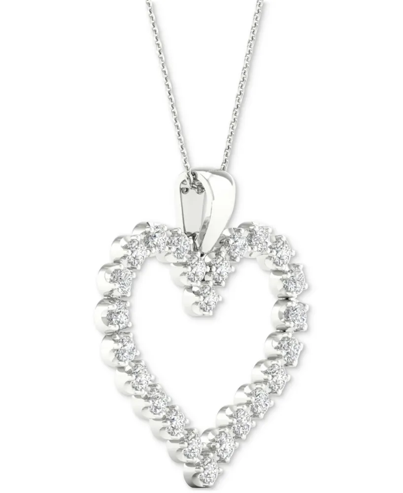 Forever Grown Diamonds Lab-Created Diamond Open Heart 18" Pendant Necklace (1/2 ct. t.w.) in Sterling Silver