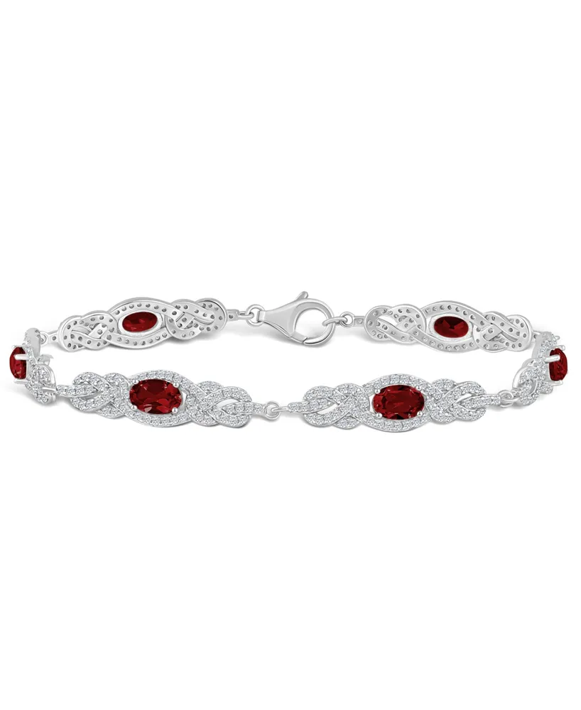 Macy's Garnet (3 1/2 ct. t.w.) and Topaz (2 1/10 ct. t.w.) Bracelet in Sterling Silver