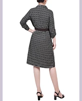 Ny Collection Petite 3/4 Roll Tab Sleeve Shirtdress