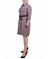 Ny Collection Plus Size 3/4 Roll Tab Sleeve Shirtdress