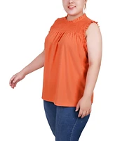 Ny Collection Plus Size Sleeveless Yoke Top with Ruffles