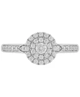 Forever Grown Diamonds Lab-Created Diamond Halo Cluster Ring (3/8 ct. t.w.) in Sterling Silver