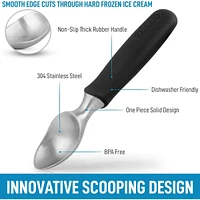 Heavy Duty Ice Cream Scoop - Stainless Steel Scooper With Non-Slip Rubber Grip
