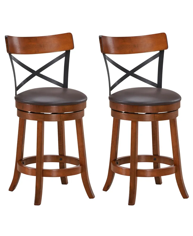 Costway Set of 2 Bar Stools Swivel 25'' Dining Bar Chairs