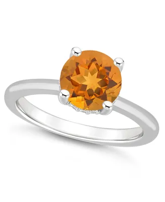 Macy's Women's Citrine (1-3/4 ct.t.w.) and Diamond Accent Ring Sterling Silver