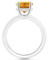 Macy's Women's Citrine (2-1/2 ct.t.w.) and Diamond Accent Ring Sterling Silver