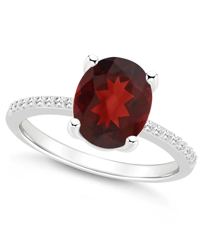 Macy's Women's Garnet (3-1/10 ct.t.w.) and Diamond (1/10 Ring Sterling Silver