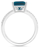 Macy's Women's London Blue Topaz (4-1/4 ct.t.w.) and Diamond (1/10 Ring Sterling Silver