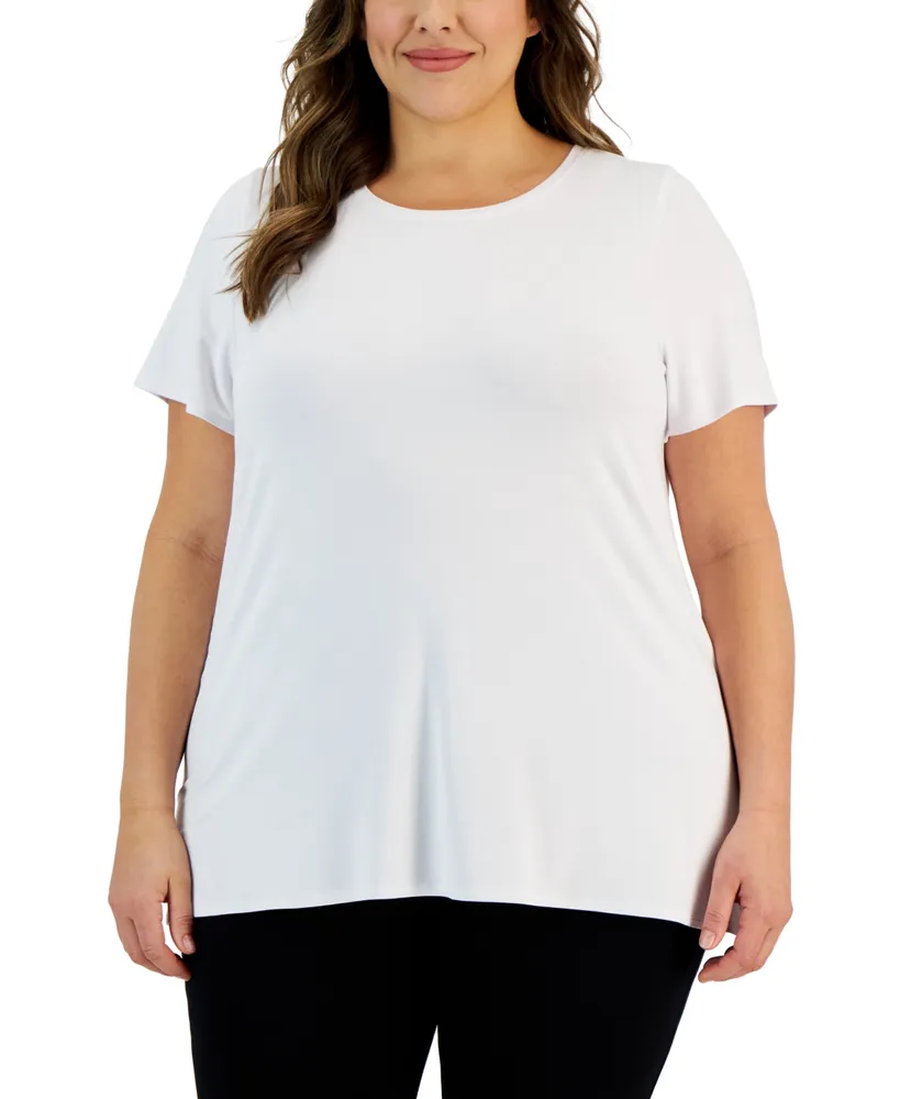 Alfani Plus Size Printed Short-Sleeve Side-Slit Top, Created for Macy's -  Macy's