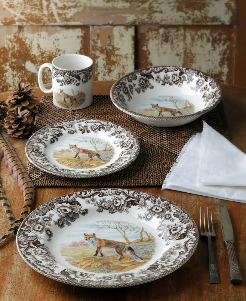 Spode Woodland Red Fox 4 Piece Dinner Plates, Service for 4