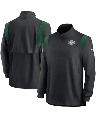 Men's Nike Black New York Jets Sideline Coach Chevron Lockup Quarter-Zip Long Sleeve Top