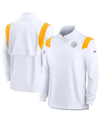 Men's Nike White Pittsburgh Steelers Sideline Coach Chevron Lockup Quarter-Zip Long Sleeve Top