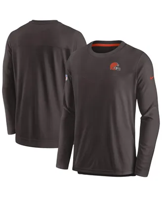 Men's Nike Brown Cleveland Browns Sideline Lockup Performance Long Sleeve T-shirt