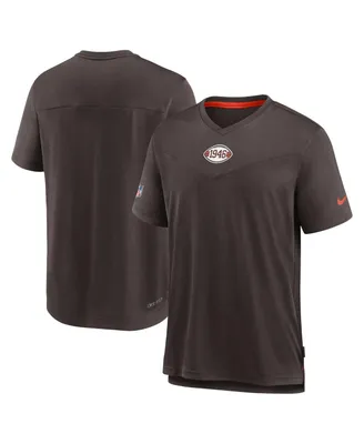 Men's Nike Brown Cleveland Browns Sideline Coaches Vintage-like Chevron Performance V-Neck T-Shirt