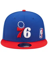 Men's New Era Royal, Red Philadelphia 76ers Back Letter Arch 9FIFTY Snapback Hat