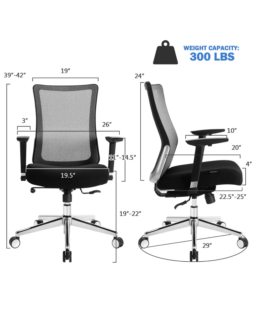 Ergonomic Mesh Office Chair Sliding Seat Height Adjustable