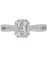 Alethea Certified Diamond Emerald-Cut Engagement Ring (7/8 ct. t.w.) in 14k White Gold featuring diamonds with the De Beers Code of Origin, Created fo