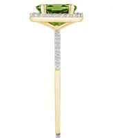 Macy's Peridot (1-1/3 ct. t.w.) and Lab-Grown Sapphire (1/5 Halo Ring 10K Yellow Gold