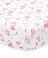 The Peanutshell Pink Elephant Crib Bedding Set for Baby Girls, 3 Piece Nursery Set
