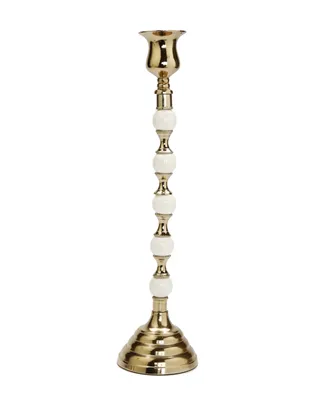 Classic Touch Candle Holder and Beaded Stem, 5" x 12" - Gold