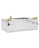 Classic Touch Hammered Stainless Steel Tissue Box Ball Design on Top, 11" x 5"