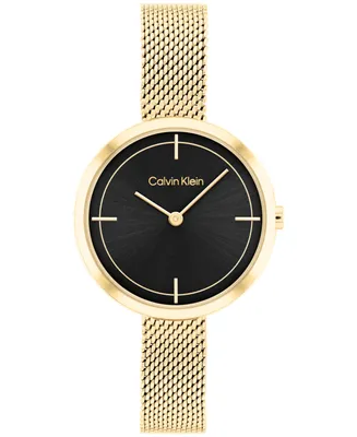 Calvin Klein Women's Gold-Tone Stainless Steel Mesh Bracelet Watch 30mm - Gold