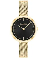 Calvin Klein Women's Gold-Tone Stainless Steel Mesh Bracelet Watch 30mm - Gold