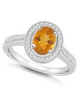 Macy's Citrine (1-1/5 ct. t.w.) and Diamond (1/5 Halo Ring Sterling Silver