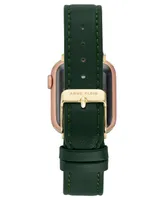 Anne Klein Women's Green Genuine Leather Band Compatible with 38/40/41mm Apple Watch - Green, Gold