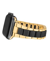 Anne Klein Women's Gold-Tone and Black Tide Plastic Bracelet designed for Apple Watch 42mm (Series 10) & 38/40/41mm - Black, Gold