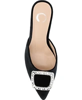 Journee Collection Women's Rishie Ornamented Kitten Heel Velvet Slip On Pumps