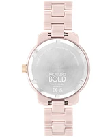 Movado Women's Bold Verso Swiss Quartz Blush Ceramic Bracelet Watch 39mm