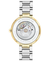 Movado Women's Museum Classic Swiss Automatic Silver-Tone Stainless Steel Yellow Pvd Bracelet Watch 32mm