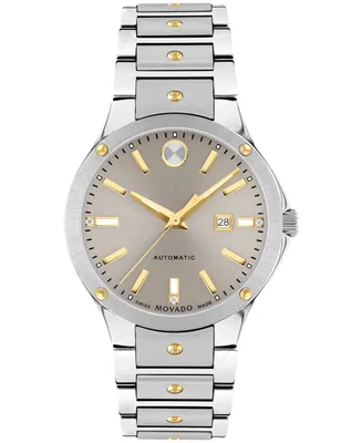Movado Women's Se Automatic Swiss Automatic Silver-Tone Stainless Steel Yellow Pvd Bracelet Watch 33mm