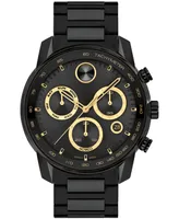 Movado Men's Bold Verso Swiss Quartz Chronograph Ionic Plated Black Steel Bracelet Watch 44mm