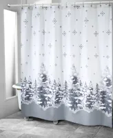 Avanti Silver Trees Holiday Printed Shower Curtain, 72" x 72" - Silver