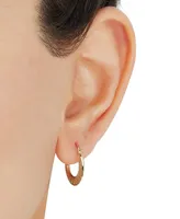 2-Pc. Set Cubic Zirconia Stud & Textured Greek Key Hoop Earrings in 10k Gold