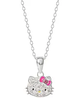 Crystal & Enamel Hello Kitty Pendant Necklace in Sterling Silver, 16"+ 2" extender